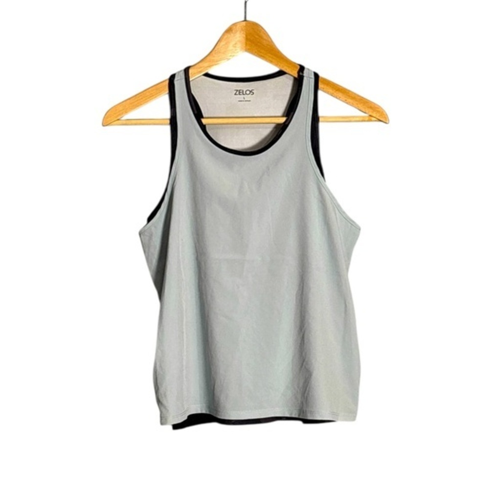ZELOS Light Gray Tank Top with Black Trim